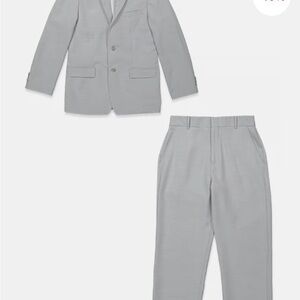 Kids Boy 2 Piece Notch Collar Suit and Chino Pants Set, Grey